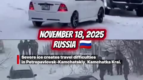 Severe ice creates travel difficulties in Petropavlovsk-Kamchatskiy, Kamchatka Krai, Russia 🇷🇺