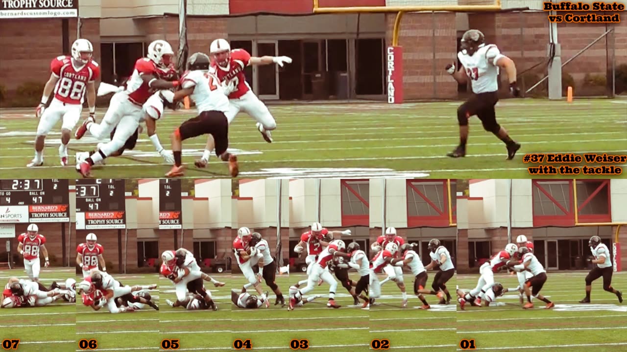 Prototype 303: Buffalo State's Eddie Weiser with the tackle vs Cortland