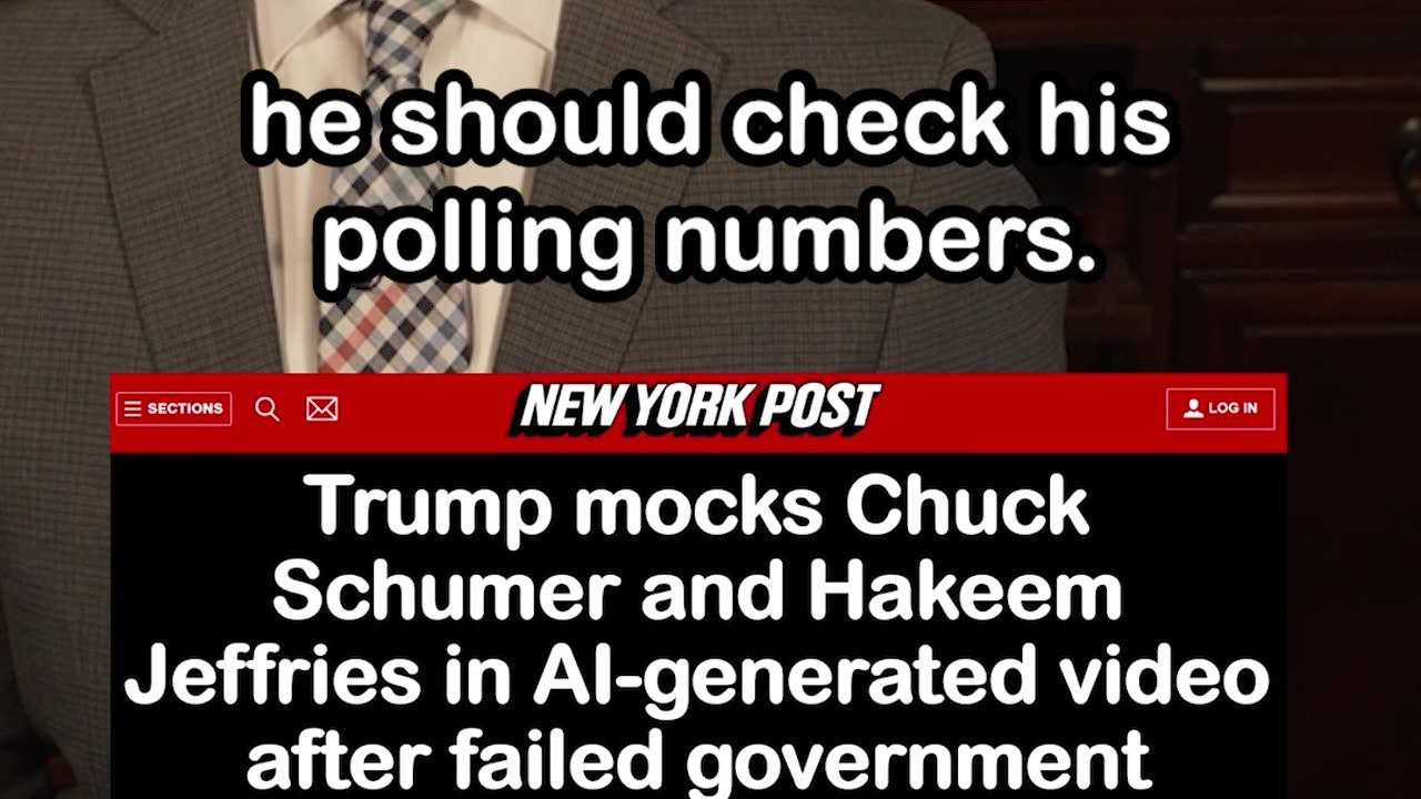 Trump Mocks Chuck Schumer and Hakeem Jeffries in AI-generated video