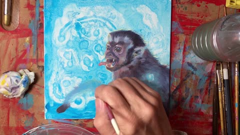 Painting animals acrylic art nouveau surrealism with Artettina