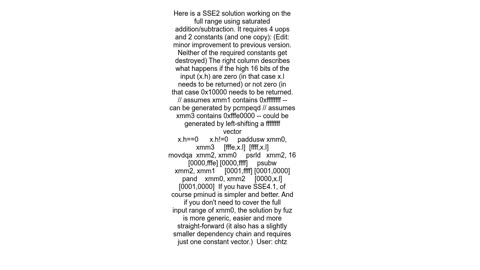 Clamp unsigned int to 0x10000 using SSE2