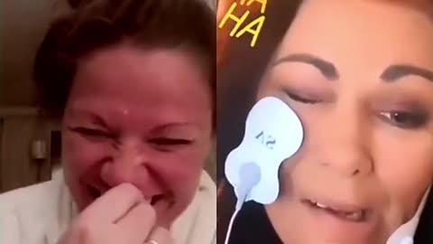 Woman put a Period Simulator pads on her face