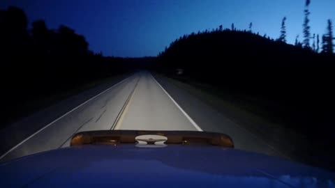 Moose Runs In Front Of Canadian Trucker