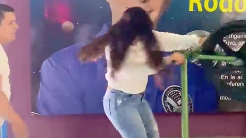 Girl Falls Off Merry-Go-Round and Crashes Into Wall #haha #viral, #trending, #explore