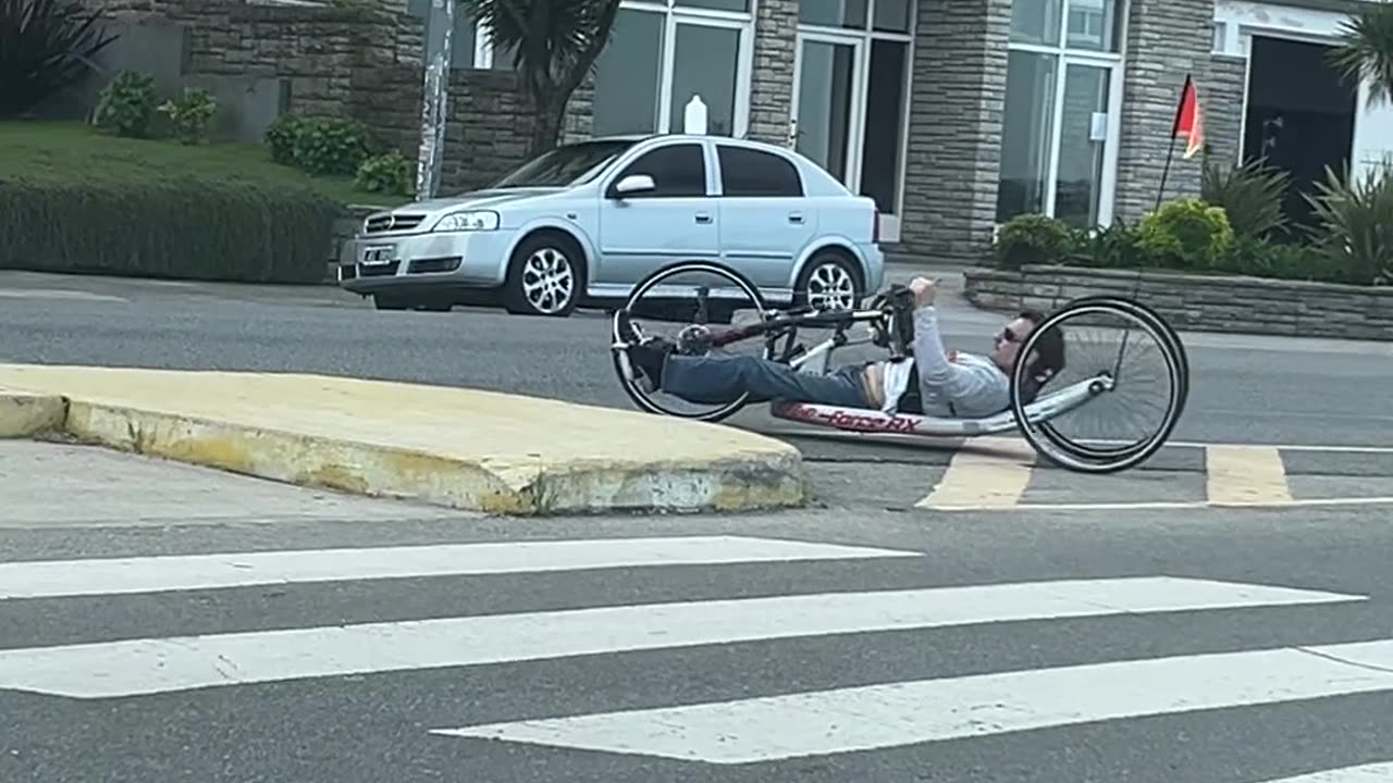Man Riding a Hand Bike