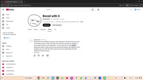 Brian Davis Jr Scrubs Channel/Declares Coded Vegetable Slander Parody AGAIN/ 14-1-26