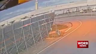 New security camera footage from a passenger gate at Louisville Airport captures