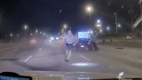 Cop Just Missed being hit by 2 cars back to back