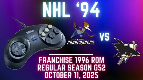 NHL '94 Franchise League (1996) - Roadrunners (Adolfo Liver Nipples) at Sharks (Len) {Genesis} G52