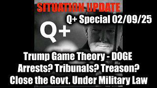 Situation Update 2/9/25 - Trump Game Theory - DOGE; Arrests? Tribunals? Treason?, Close the Govt