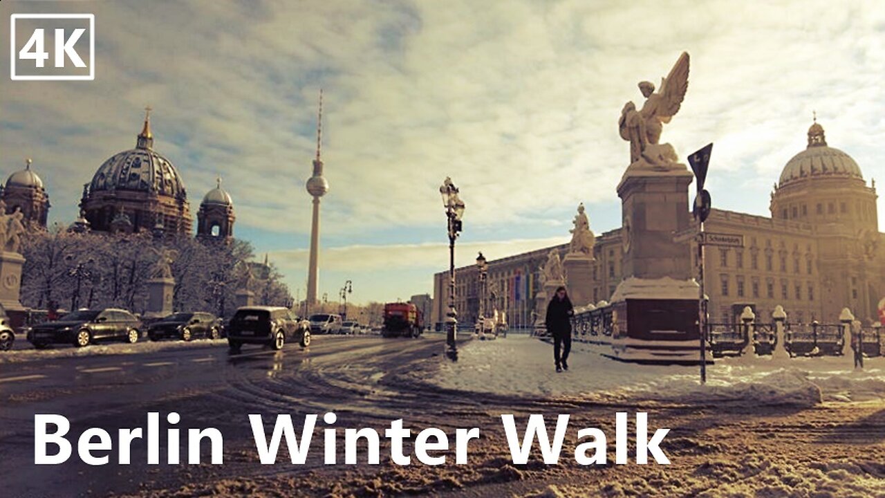 A Snowy Morning Walking Tour in Berlin-Mitte 4K Immersive Sounds