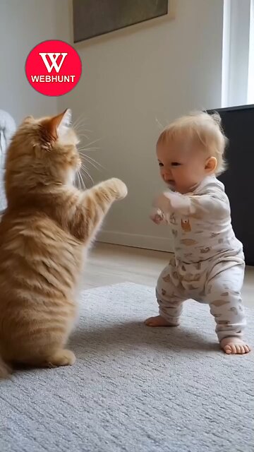 Child And Cat Fighting 🤣🤣🤣 Viral Video (WebHunt Official) Rumble.com
