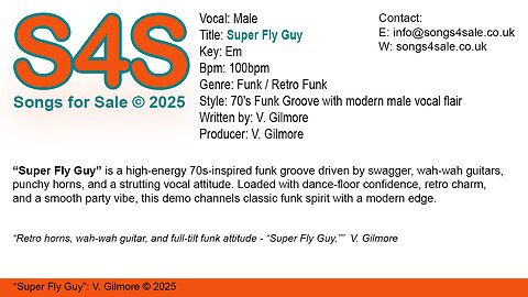 Super Fly Guy (Key Em) 100bpm (2025) S4S (Songs 4 Sale) for Male Vocal