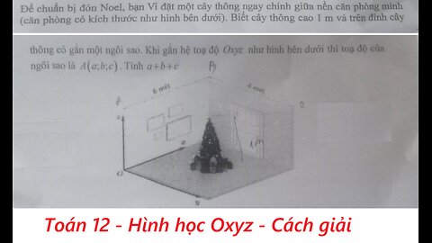Toán 12: Hình Oxyz: Để chuẩn bị đón Noel, bạn Vi đặt một cây thông ngay chính giữa nền căn phòng