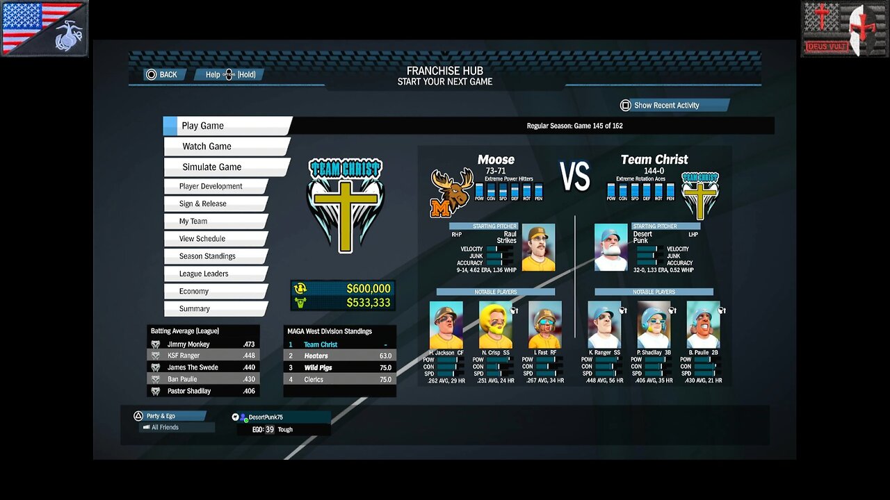 Based Sportsball 2025: Regular Season - Game #145 [Team Christ vs. Moose]