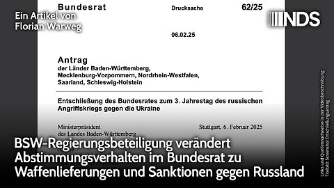 BSW-Regierungsbeteiligung verändert Abstimmungsverhalten im Bundesrat | Florian Warweg | NDS