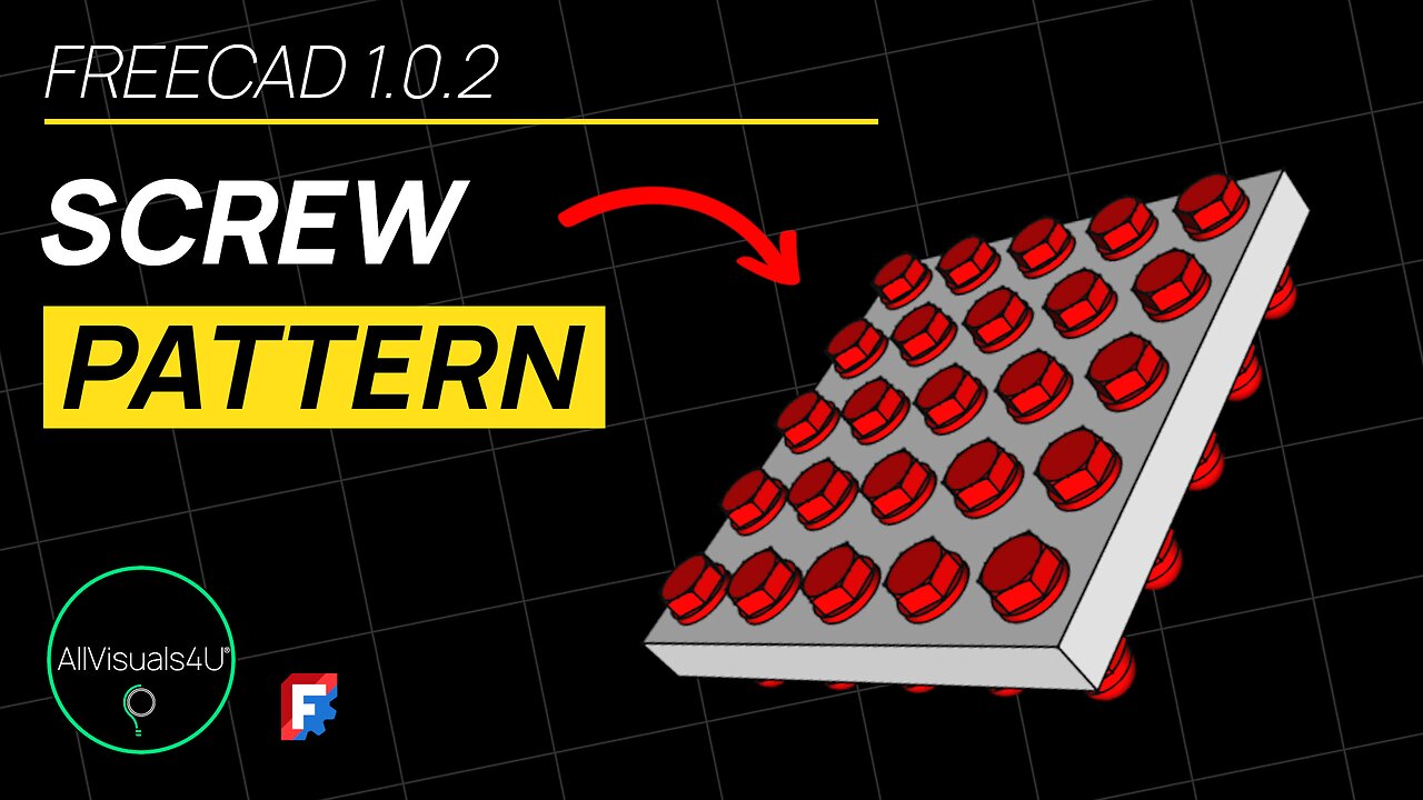 ⏱ TIMELAPSE 🔩 Screw Pattern Tutorial - FreeCAD Fasteners Workbench - FreeCAD Array - Freecad Pattern