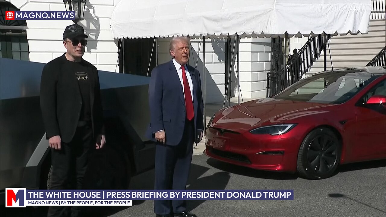 President Trump and Elon Musk talk about DOGE, Tariffs, Tesla on The White House Lawn [LIVE]