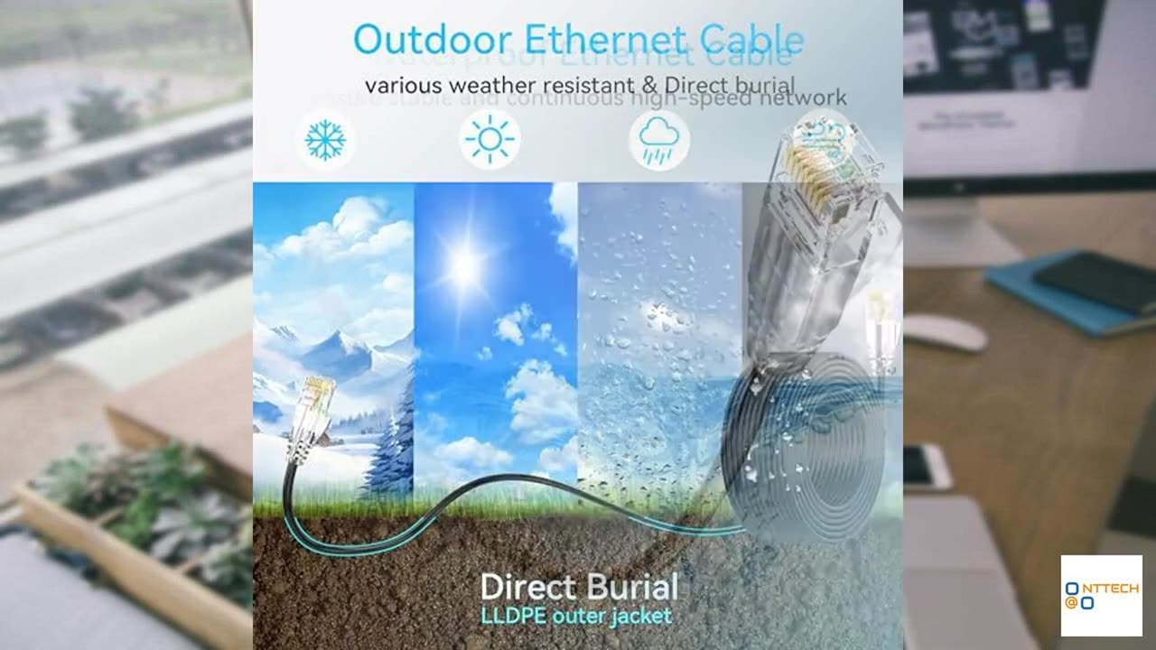 Cat6a Ethernet Cable Slim 200ft Outdoor & Indoor