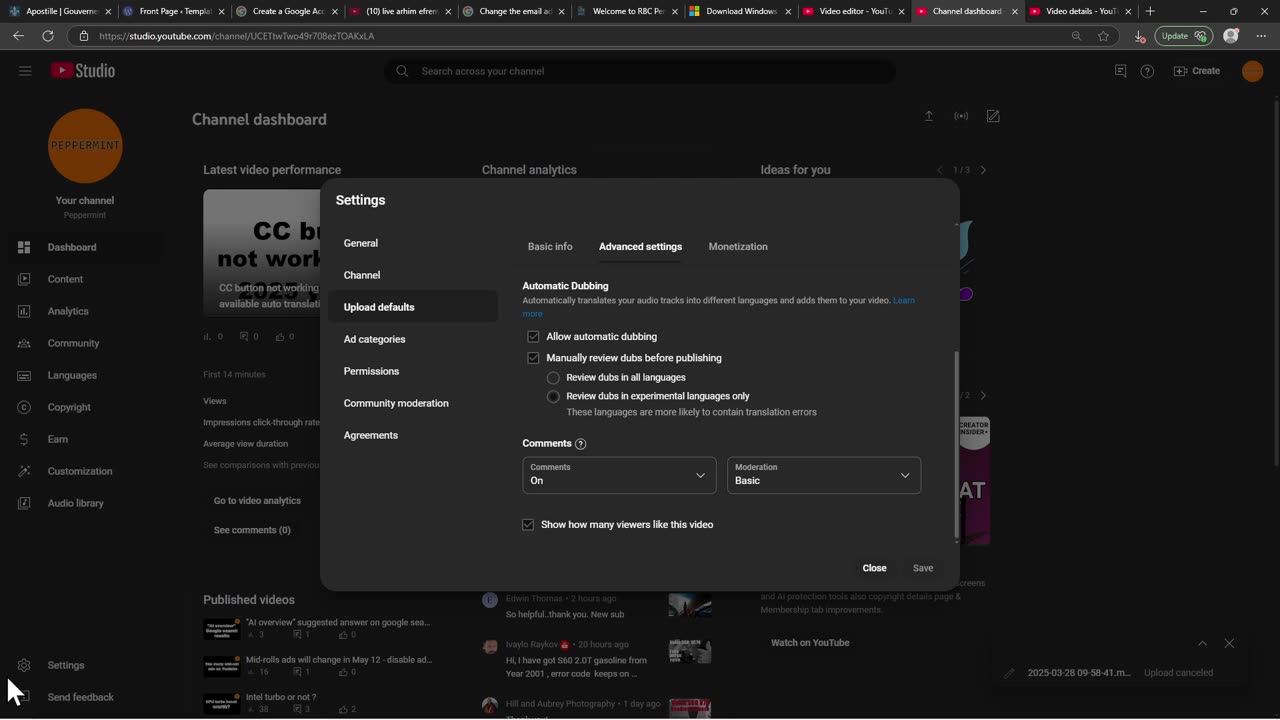 Can't edit video with Audio dubbing translation - youtube