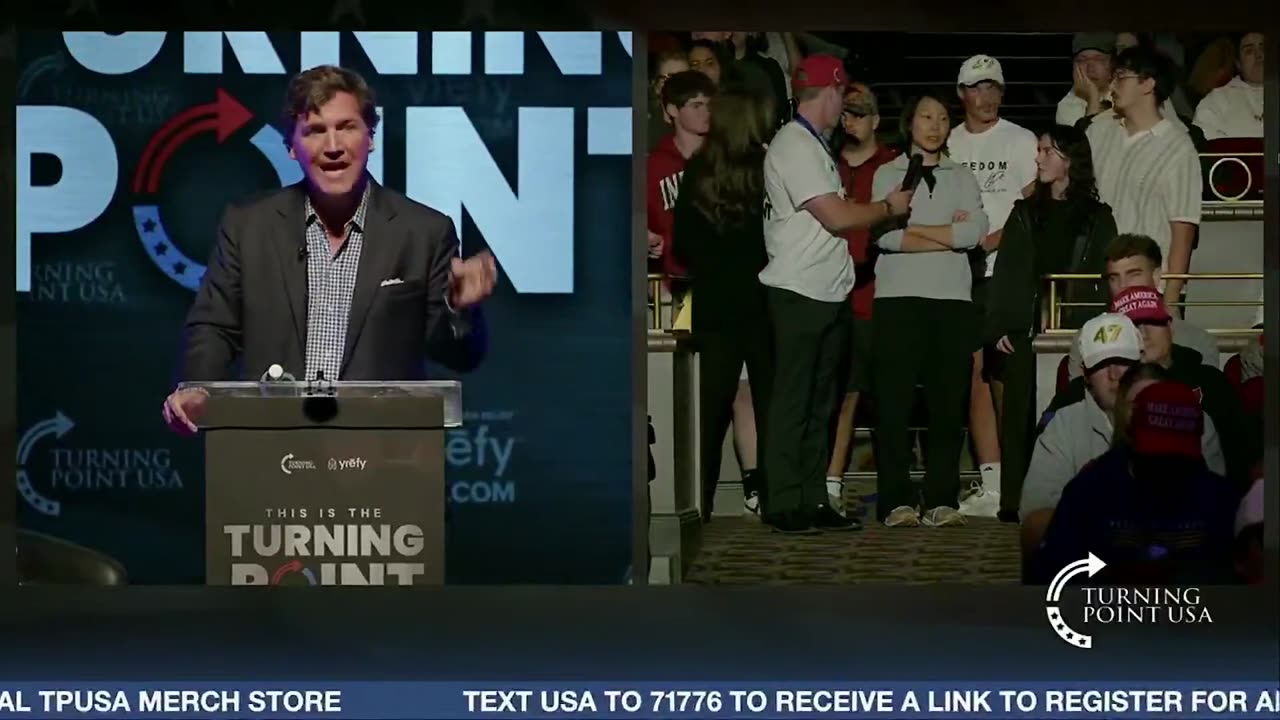 ‘Get Of F**king Internet!’ Tucker Carlson Clashes Student Over Anti-Trump Texts Turning Point Event