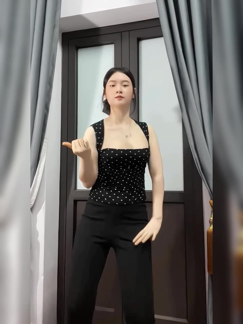 Vietnamese girl dancing according to the trend