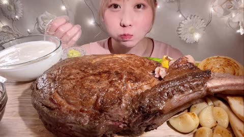 Wagyu Tomahawk Steak ASMR 🥩🍴 Ultimate Mukbang & Eating Sounds