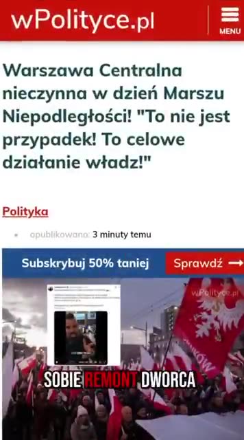 Warszawa Centralna zamknięta, bo …Marsz Niepodległości 😱😅🤕