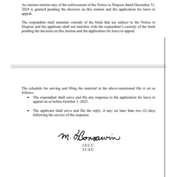 The stay is temporary while the Supreme Court decides whether or not to take the Ostrich Farm case