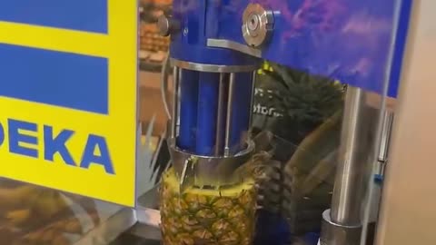 Pineapple cutting machine at a German supermarket