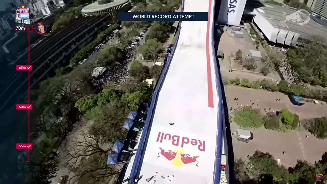 World champion skateboarder Sandro Dias set a new world record with a 70-meter drop