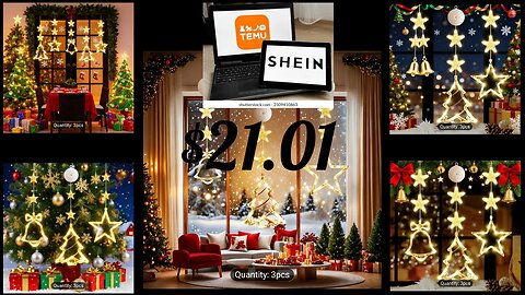 3Pcs CHRISTMAS WINDOW LIGHTS DECORATIONS, BATTERY POWERED HANGING WARM WHITE CURTAIN LIGHT DECOR