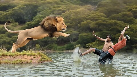 Lion aggressive on people 🤯😤😳😱😨 lion attack on people 😡😭