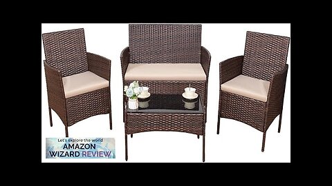 Devoko 4 Pieces Outdoor Patio Furniture Set PE Rattan Wicker Chairs Balcony Review