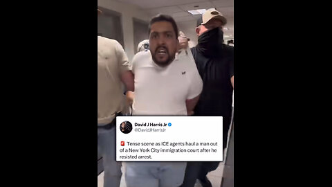 Tense scene as ICE agents haul a man out of a New York City immigration court after he resisted arrest.