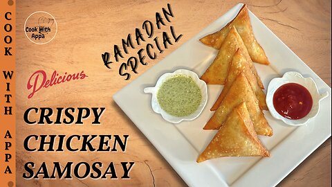 Crispy Chicken Samosas | Golden Fried Chicken Samosa | Chicken Stuffed Pastry | Chicken Puff Samosay