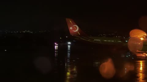 Turkish A340-500 taxing to the runway at Ankara Esenboga Airport