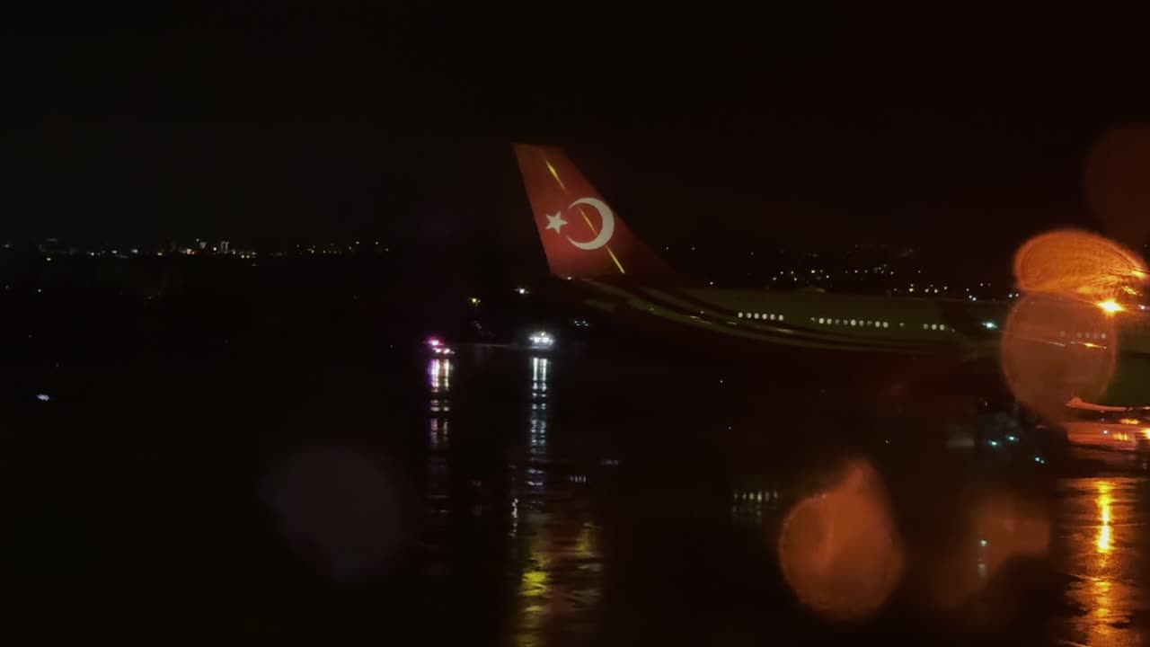 Turkish A340-500 taxing to the runway at Ankara Esenboga Airport
