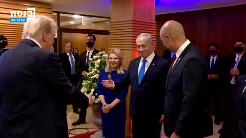 U.S. President Trump meets Israeli PM and signs the Knesset guest book