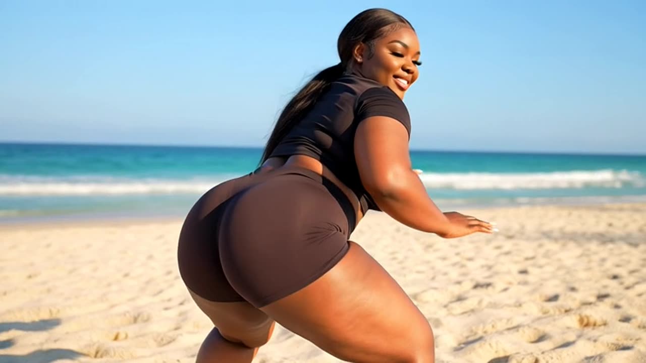 🔥 Big Booty BBW Twerking Plus Size Girls Ebony TikTok huge ass in beach