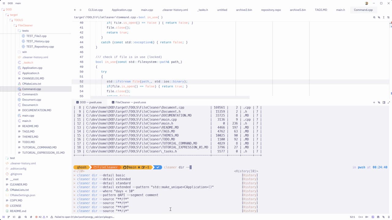 cleaner and the "dir" command