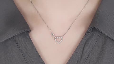 925 Sterling Silver Zircon Heart Interlocking Necklaces-$0.99