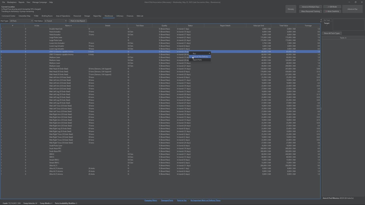 MekHQ 0.50.06 Learning the Ropes 4: refitting the Wolverine