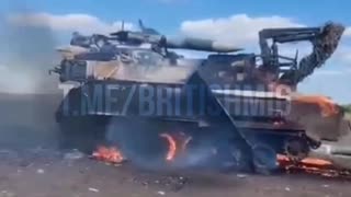 Russian Soldier Films Burning Buk SAM Launcher