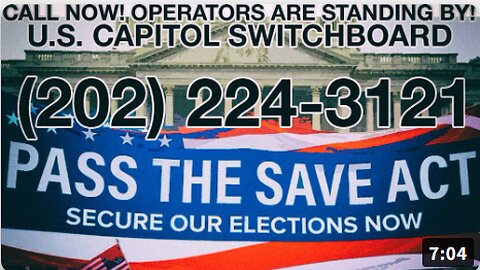 SAVE ACT! CALL CONGRESS NOW! 202-224-3121