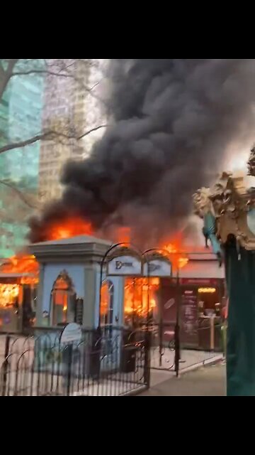 Fire At Bryant Park Christmas Market In NYC