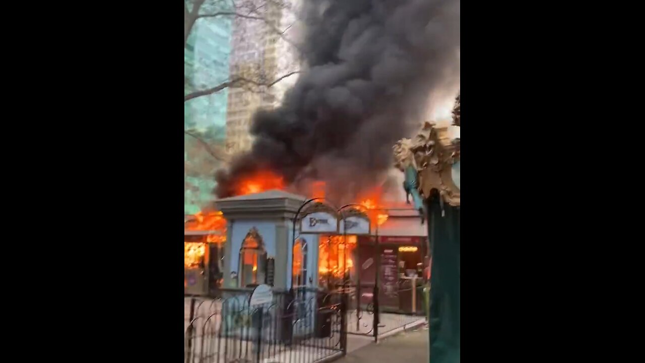 Fire At Bryant Park Christmas Market In NYC