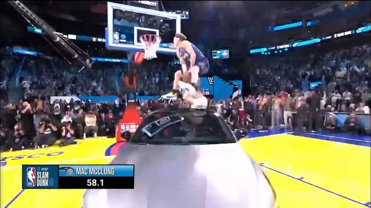 NBA's Mac McClung Dunks Over A Car
