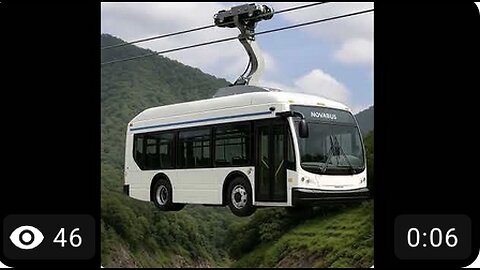 Here is the image of the futuristic, cable-propelled bus concept you envisioned!