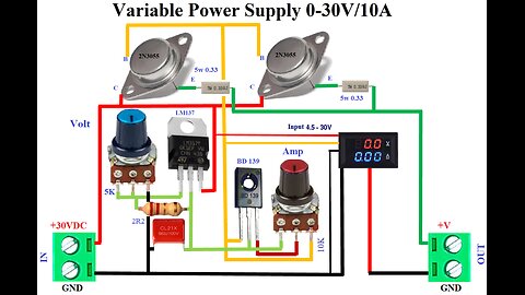 Variable power supply 0-30V/10A